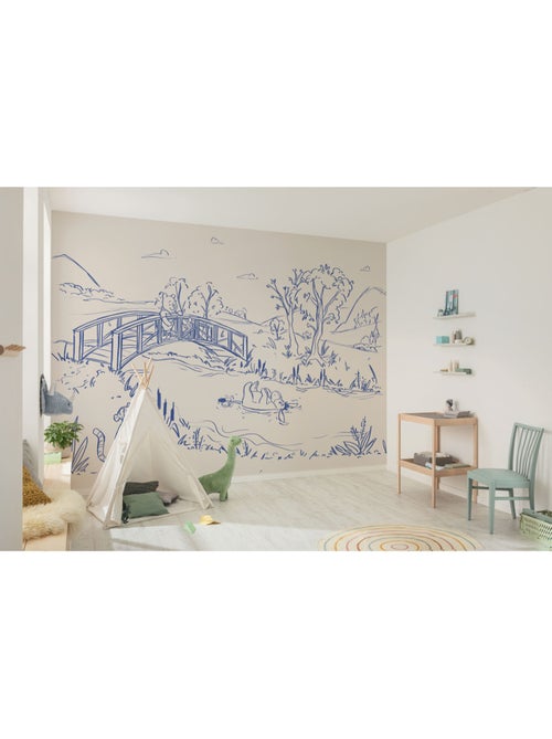 Papier peint panoramique - Disney Winnie l'ourson Blue Ink - Taille: 350 x 250 cm - Kiabi
