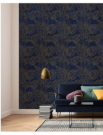 Papier peint panoramique - feuille d'or - taille: 200 x 280 cm