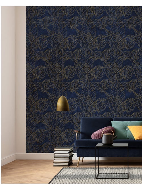 Papier peint panoramique - feuille d'or - taille: 200 x 280 cm - Kiabi