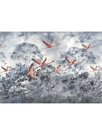 Papier peint panoramique - flamingos in the sky - taille: 400 x 280 cm