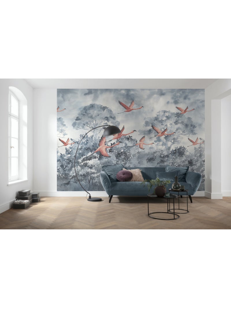 Papier peint panoramique - flamingos in the sky - taille: 400 x 280 cm Multicolore - Kiabi