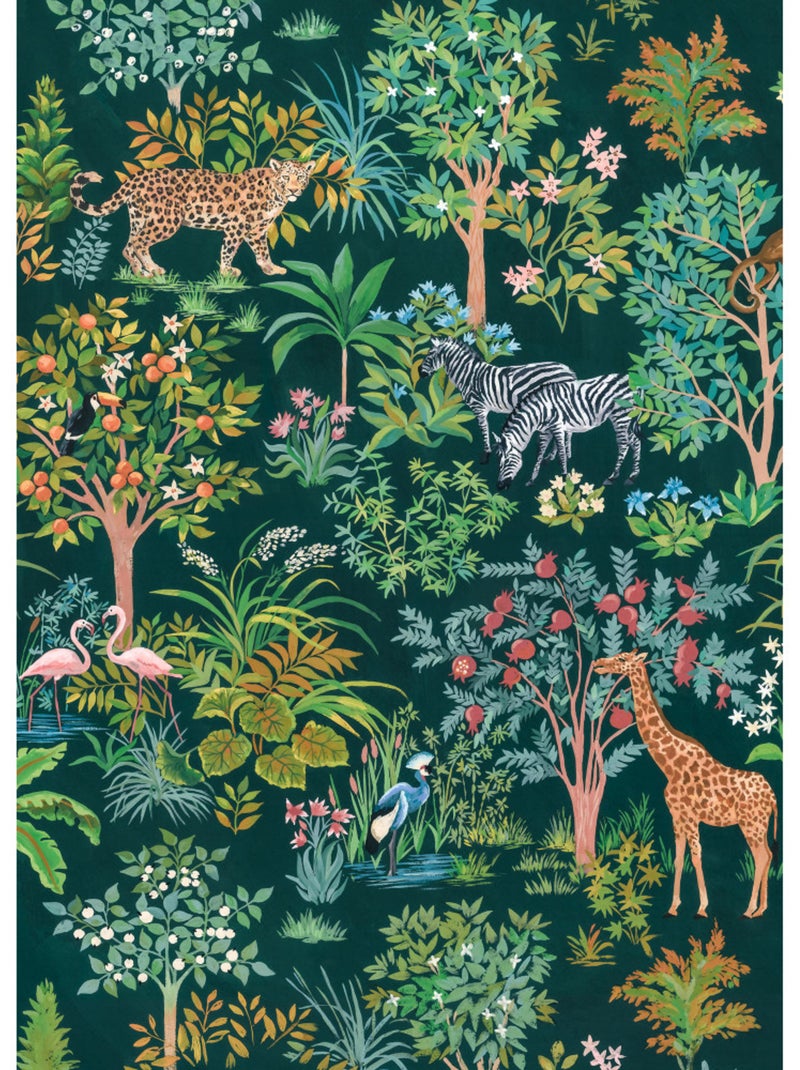 Papier peint panoramique - happy jungle - taille: 200 x 280 cm Multicolore - Kiabi