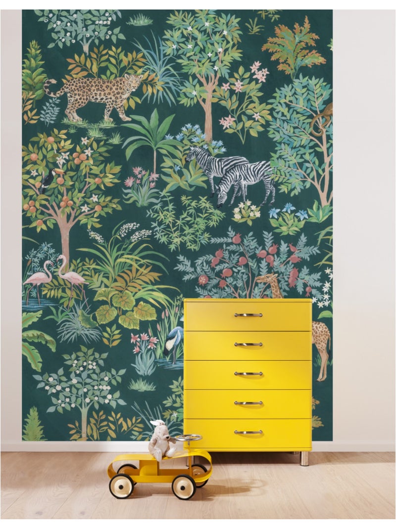 Papier peint panoramique - happy jungle - taille: 200 x 280 cm Multicolore - Kiabi