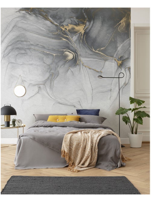 Papier peint panoramique - ink gold fluid - taille: 300 x 280 cm - Kiabi Papier peint panoramique - ink gold fluid - taille: 300 x 280 cm - Kiabi