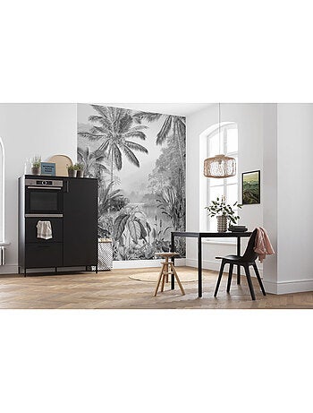 Papier peint panoramique - lac tropical black & white - taille: 200 x 270 cm