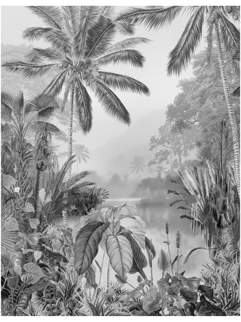 Papier peint panoramique - lac tropical black & white - taille: 200 x 270 cm Multicolore - Kiabi