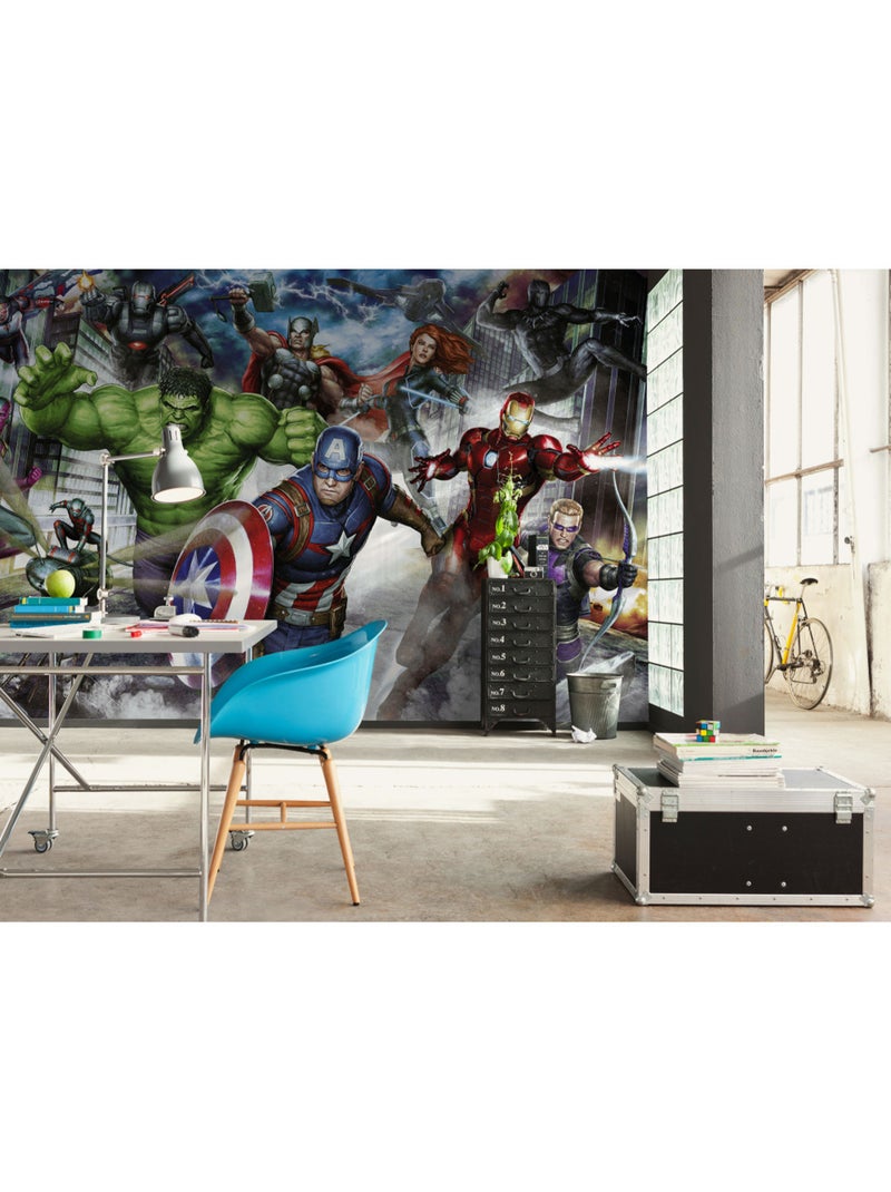 Papier peint panoramique - marvel avengers assemble - taille: 400 x 250 cm Multicolore - Kiabi