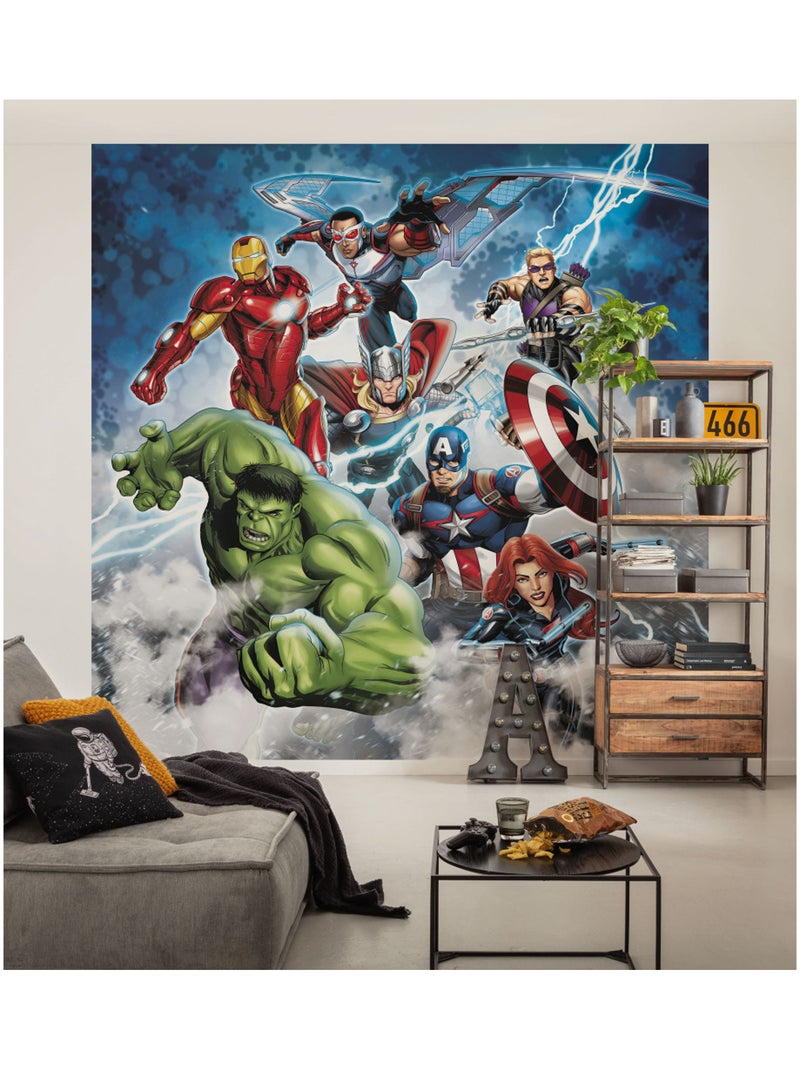 Papier peint panoramique - marvel avengers mighty team - taille: 250 x 250 cm Multicolore - Kiabi