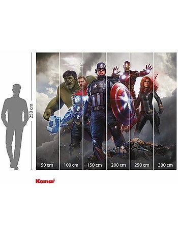 Papier peint panoramique - marvel avengers working together - taille: 300 x 250 cm