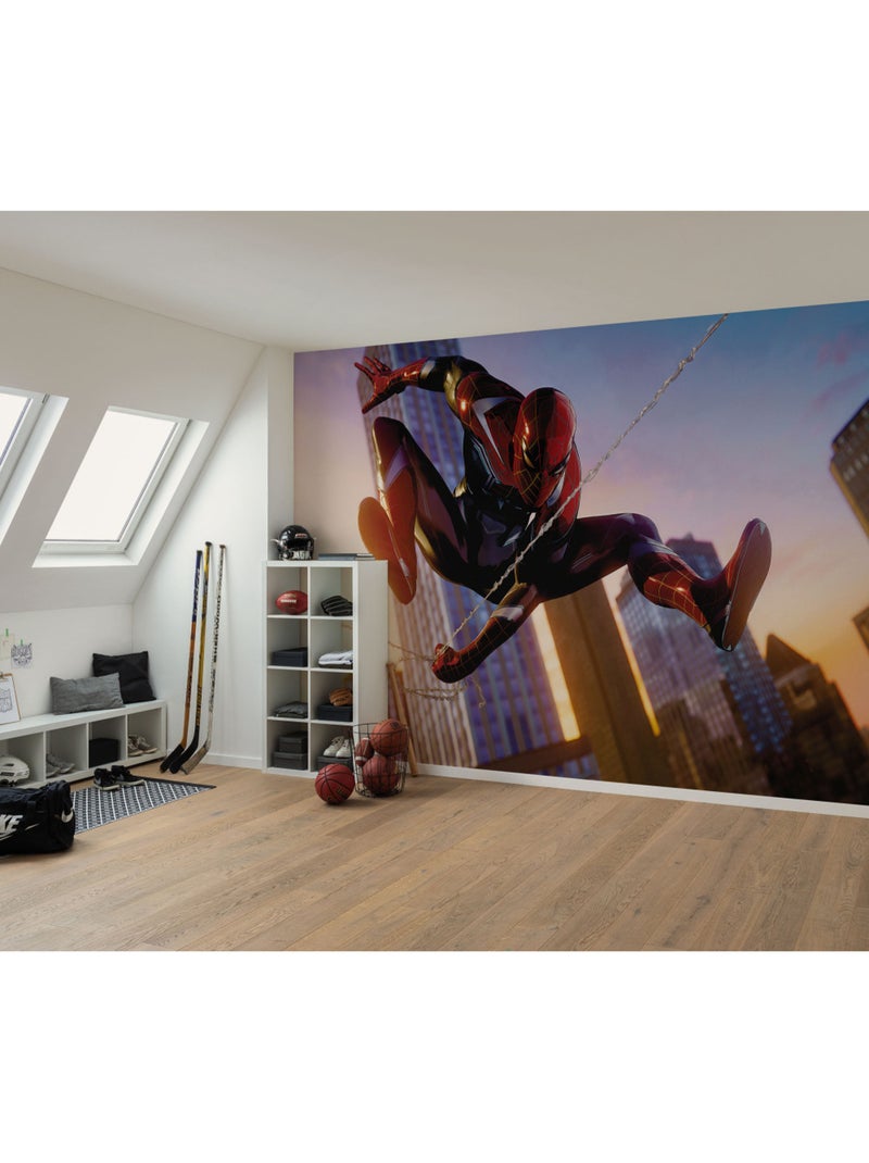 Papier peint panoramique - marvel spider-man huge jump - taille: 400 x 250 cm Multicolore - Kiabi