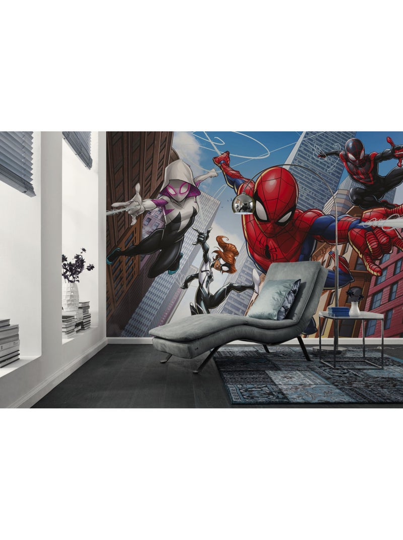Papier peint panoramique - marvel spider-man swinging crew - taille: 400 x 250 cm Multicolore - Kiabi