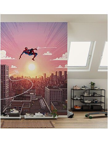 Papier peint panoramique - marvel spider-man swinging through the air - taille: 200 x 250 cm