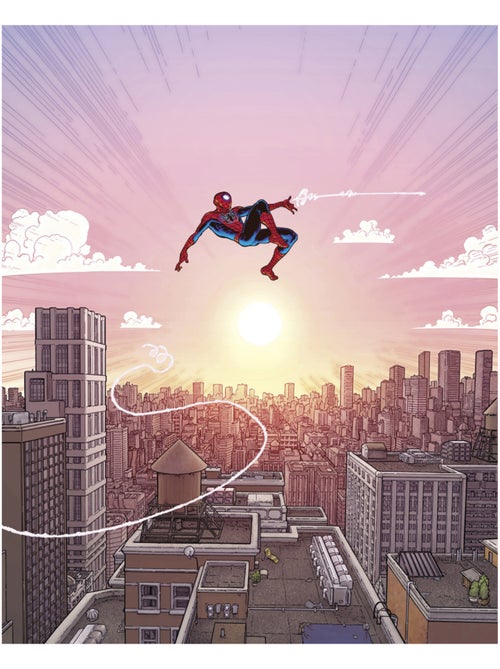 Papier peint panoramique - marvel spider-man swinging through the air - taille: 200 x 250 cm - Kiabi