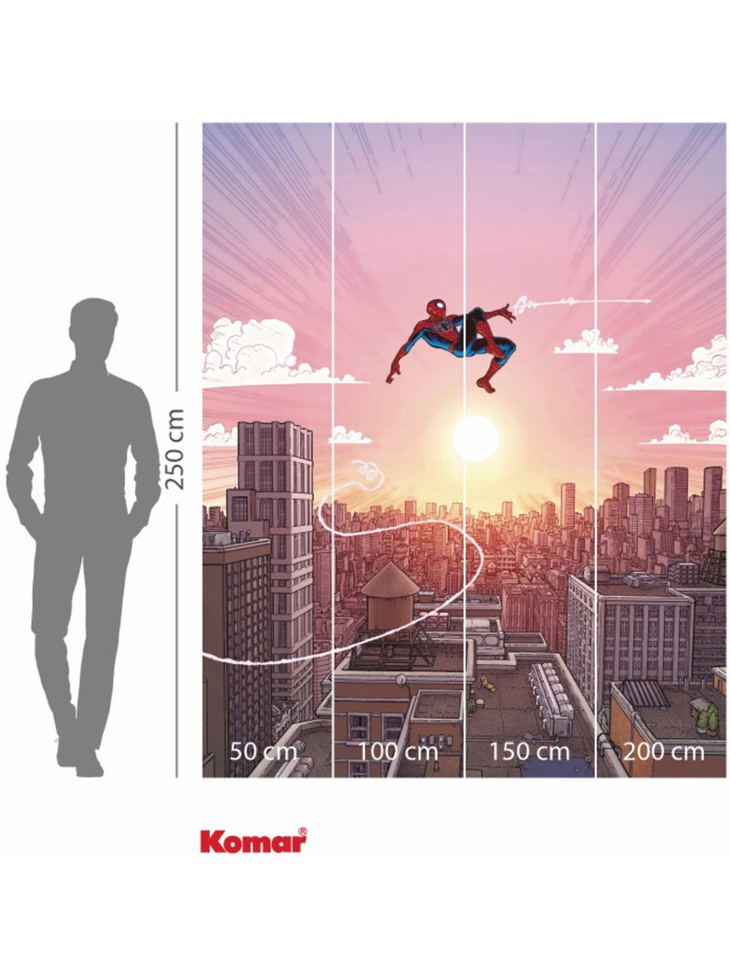 Papier peint panoramique - marvel spider-man swinging through the air - taille: 200 x 250 cm Multicolore - Kiabi