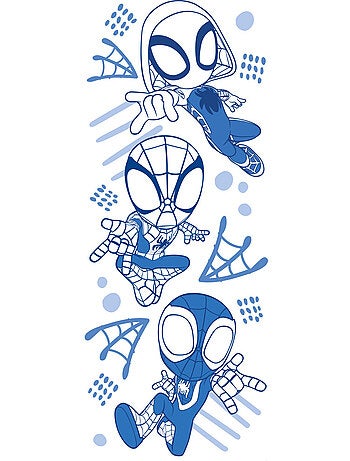 Papier peint panoramique - Marvel Spidey et ses amis extraordinaires Blue Lines - Taille: 100 x 250