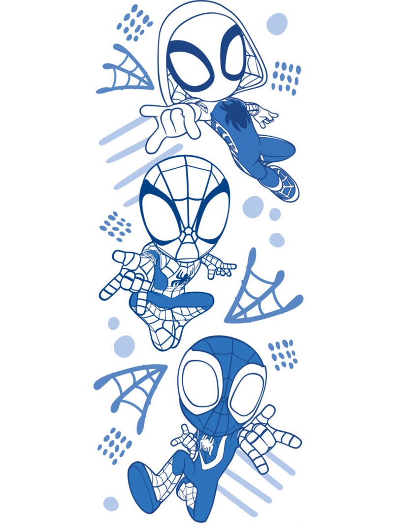 Papier peint panoramique - Marvel Spidey et ses amis extraordinaires Blue Lines - Taille: 100 x 250 Multicolore - Kiabi
