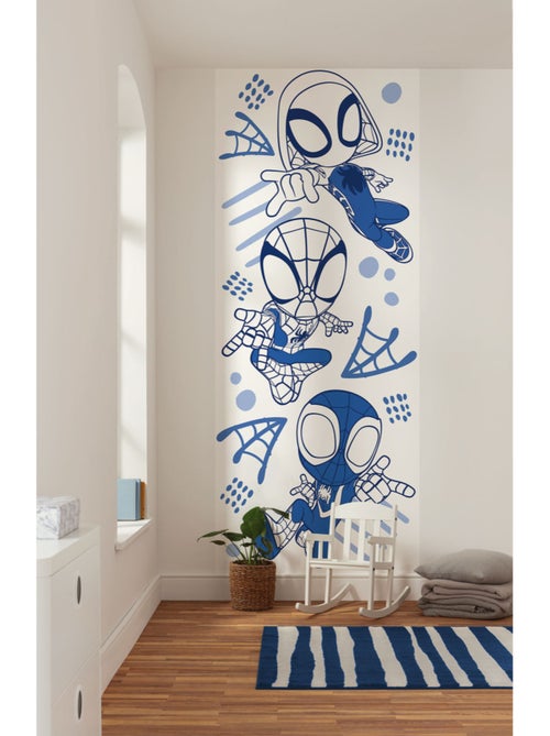 Papier peint panoramique - Marvel Spidey et ses amis extraordinaires Blue Lines - Taille: 100 x 250 - Kiabi