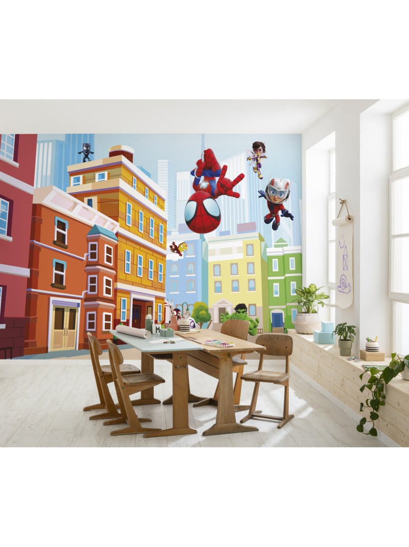 Papier peint panoramique - Marvel Spidey et ses amis extraordinaires City - Taille: 400 x 250 cm Multicolore - Kiabi