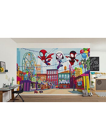 Papier peint panoramique - Marvel Spidey et ses amis extraordinaires Theme Park - Taille: 400 x 250