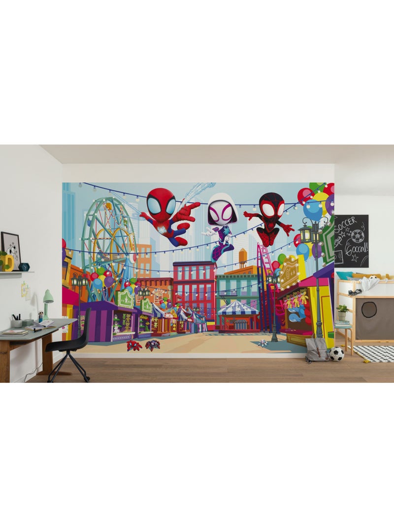 Papier peint panoramique - Marvel Spidey et ses amis extraordinaires Theme Park - Taille: 400 x 250 Multicolore - Kiabi