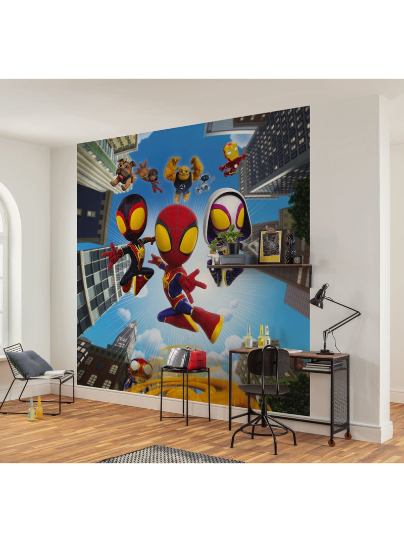 Papier peint panoramique - Marvel Spidey et ses amis extraordinaires Web Spinners - Taille: 250 x 25 Multicolore - Kiabi