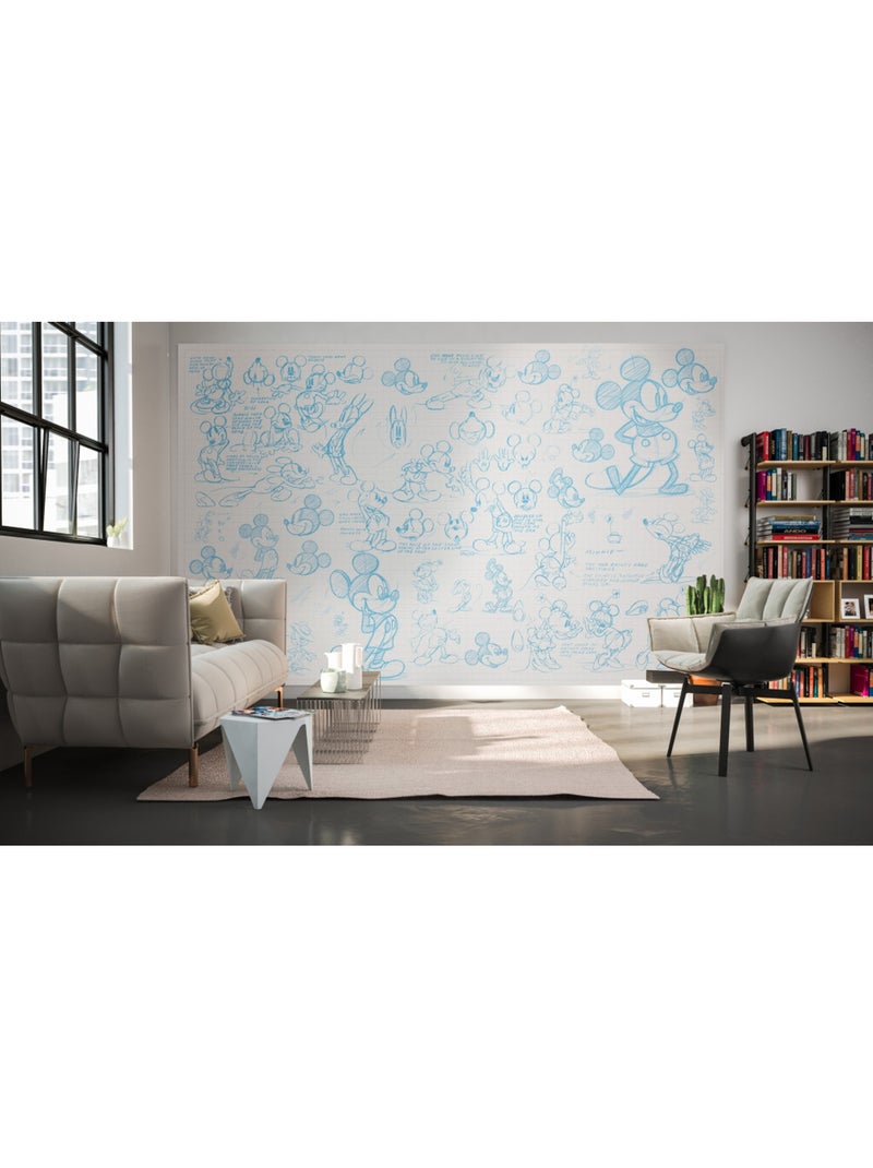 Papier peint panoramique - mickey sketches - taille: 400 x 250 cm Multicolore - Kiabi