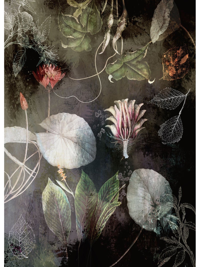 Papier peint panoramique - night flowers - taille: 200 x 280 cm Multicolore - Kiabi