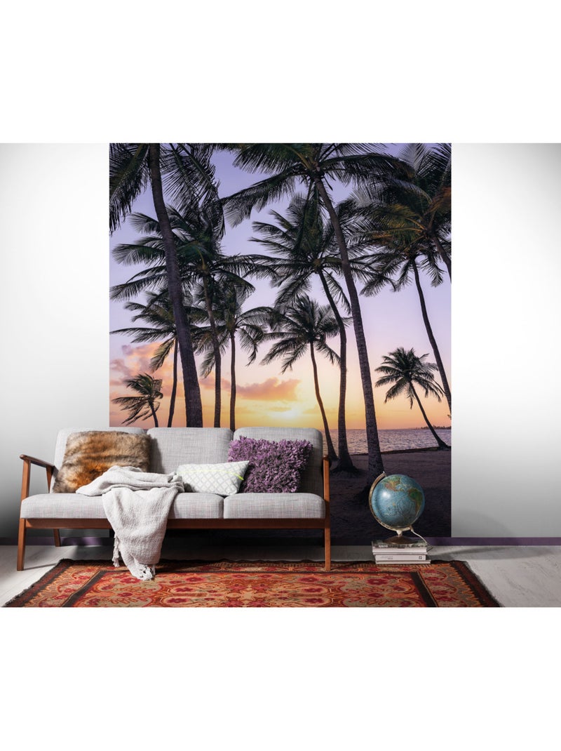 Papier peint panoramique - palmtrees on beach - taille: 200 x 250 cm Multicolore - Kiabi