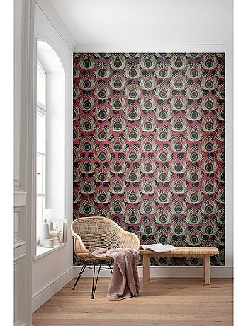 Papier peint panoramique - paon rouge - taille: 200 x 280 cm