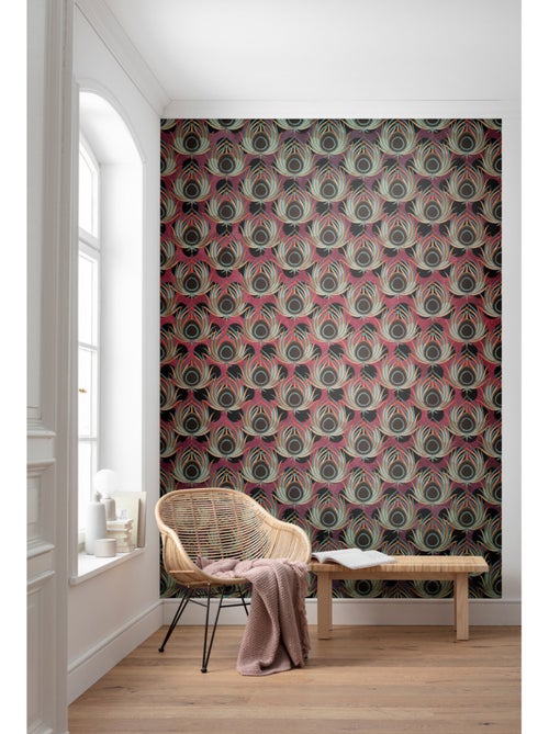 Papier peint panoramique - paon rouge - taille: 200 x 280 cm - Kiabi