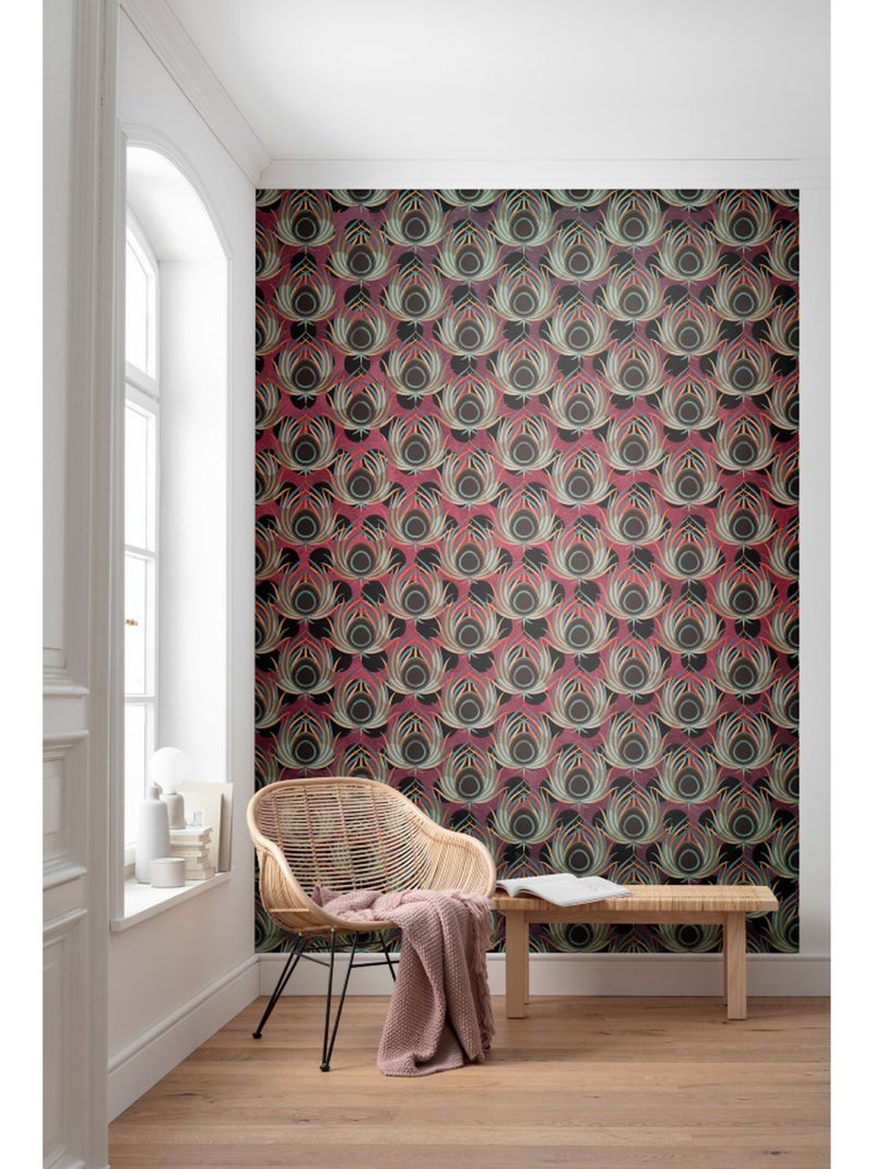 Papier peint panoramique - paon rouge - taille: 200 x 280 cm Multicolore - Kiabi
