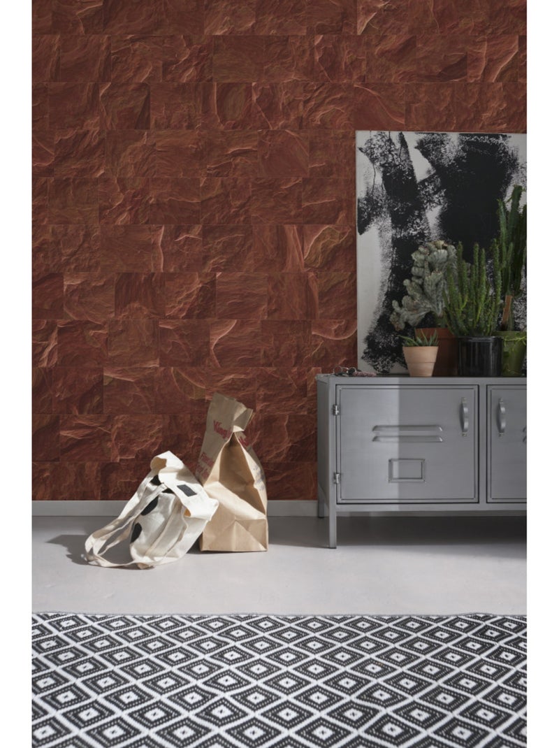 Papier peint panoramique - red slate tiles - taille: 400 x 280 cm Multicolore - Kiabi