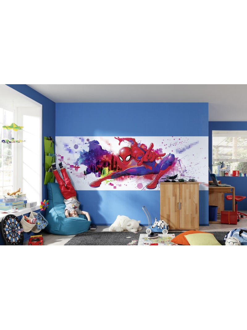 Papier peint panoramique - spider-man graffiti art - taille: 368 x 127 cm Multicolore - Kiabi