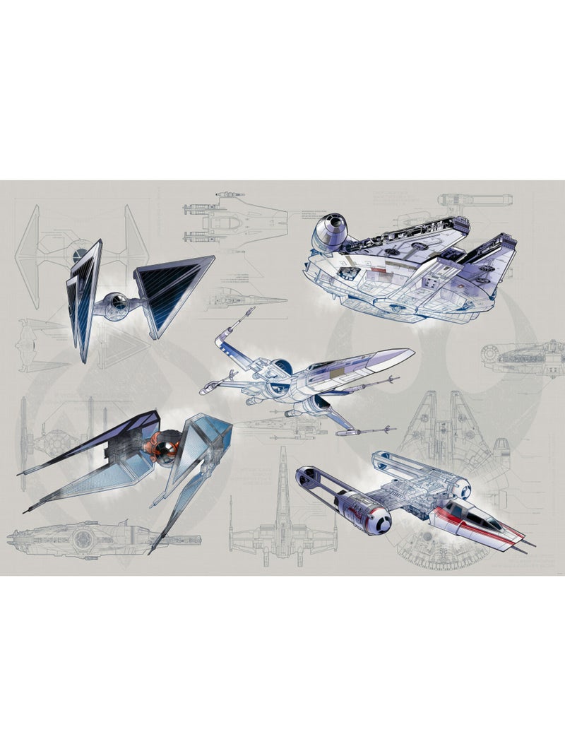 Papier peint panoramique - star wars blueprint light - taille: 400 x 280 cm Multicolore - Kiabi