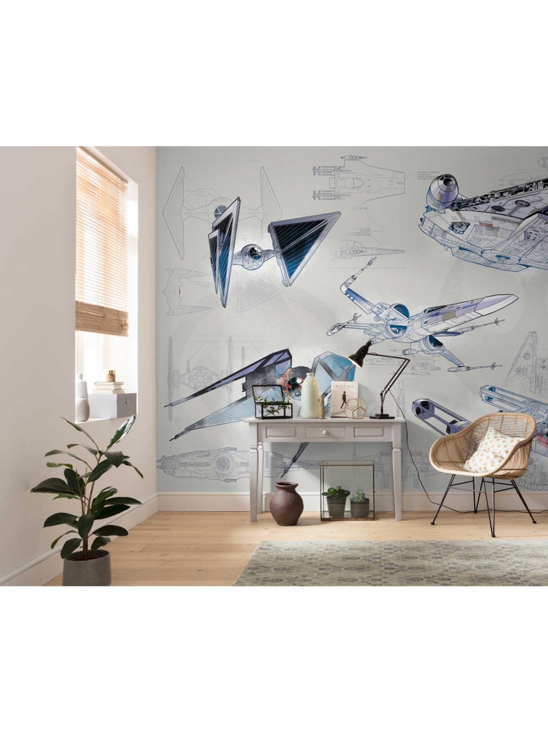 Papier peint panoramique - star wars blueprint light - taille: 400 x 280 cm Multicolore - Kiabi