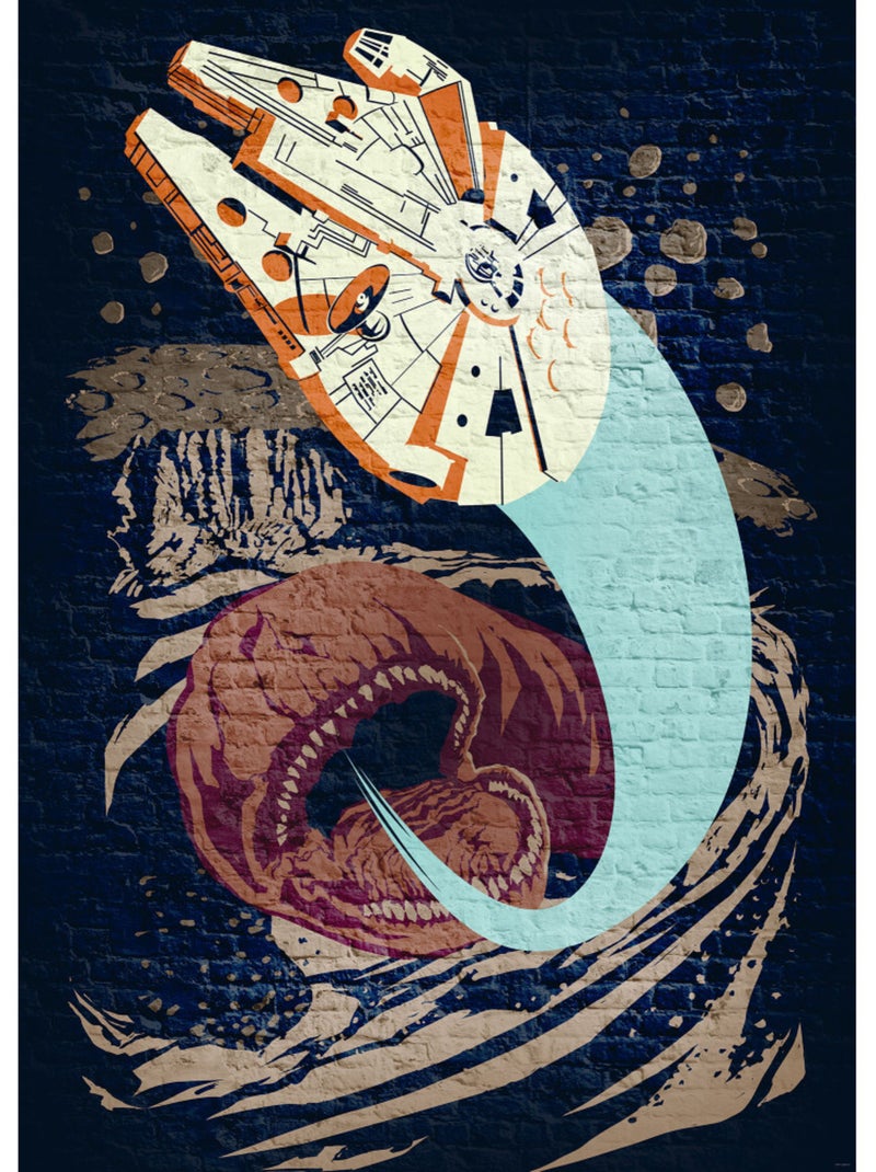 Papier peint panoramique - star wars classic concrete asteroid worm - taille: 200 x 280 cm Multicolore - Kiabi
