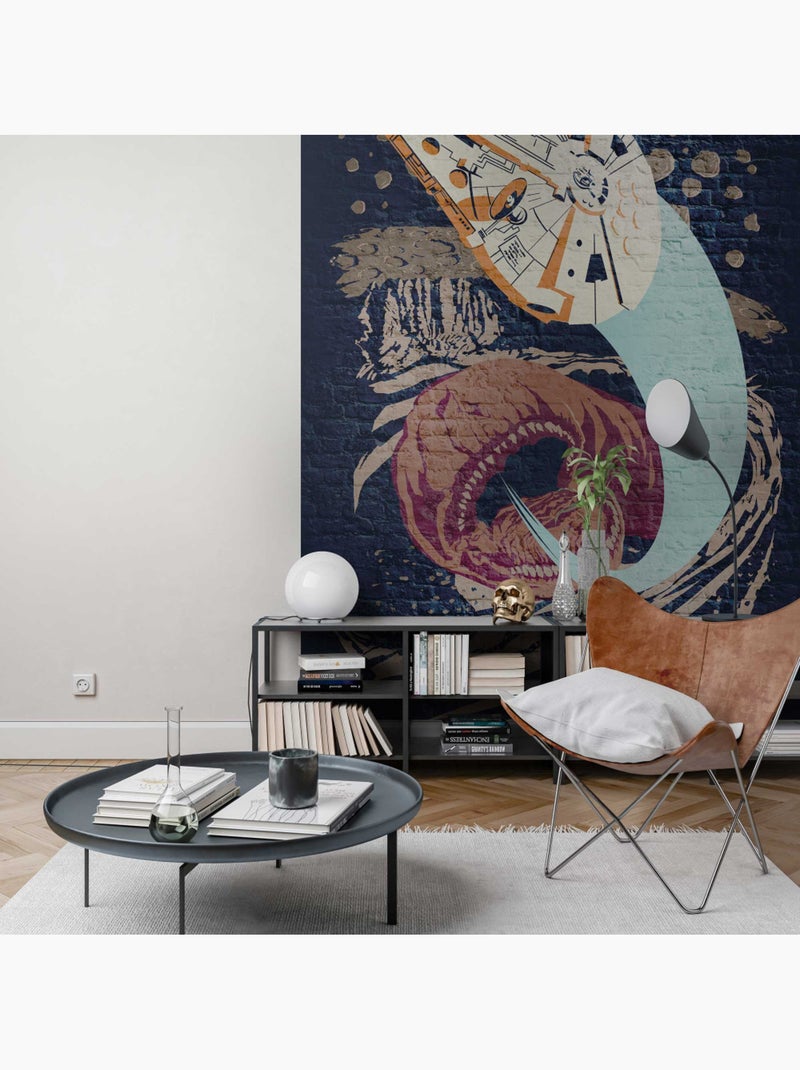 Papier peint panoramique - star wars classic concrete asteroid worm - taille: 200 x 280 cm Multicolore - Kiabi