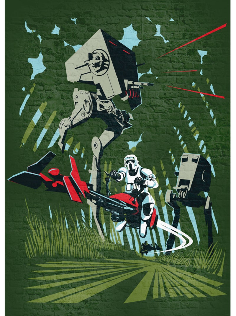 Papier peint panoramique - star wars classic concrete endor - taille: 200 x 280 cm Multicolore - Kiabi