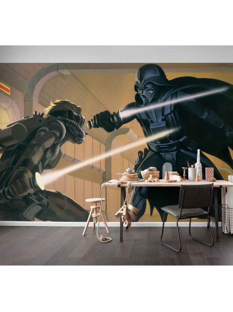 Papier peint panoramique - star wars classic rmq vader vs luke - taille: 500 x 250 cm Multicolore - Kiabi