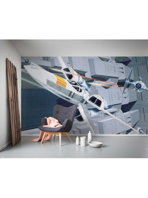Papier peint panoramique - star wars classic rmq x-wing vs tie-fighter - taille: 500 x 250 cm - Kiabi