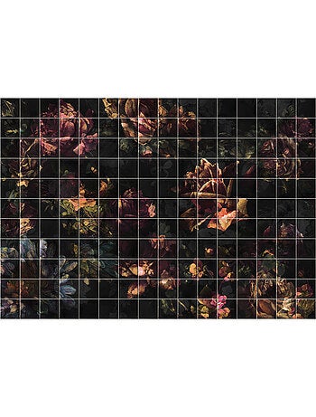 Papier peint panoramique - tiles flowers - taille: 400 x 280 cm