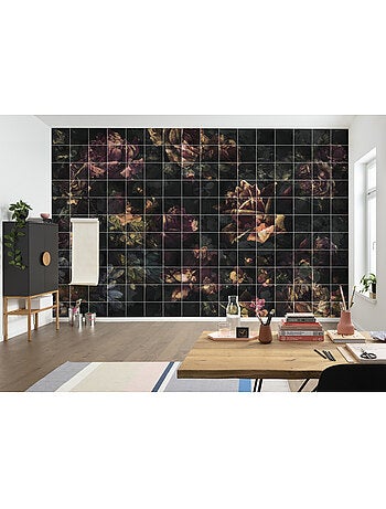 Papier peint panoramique - tiles flowers - taille: 400 x 280 cm