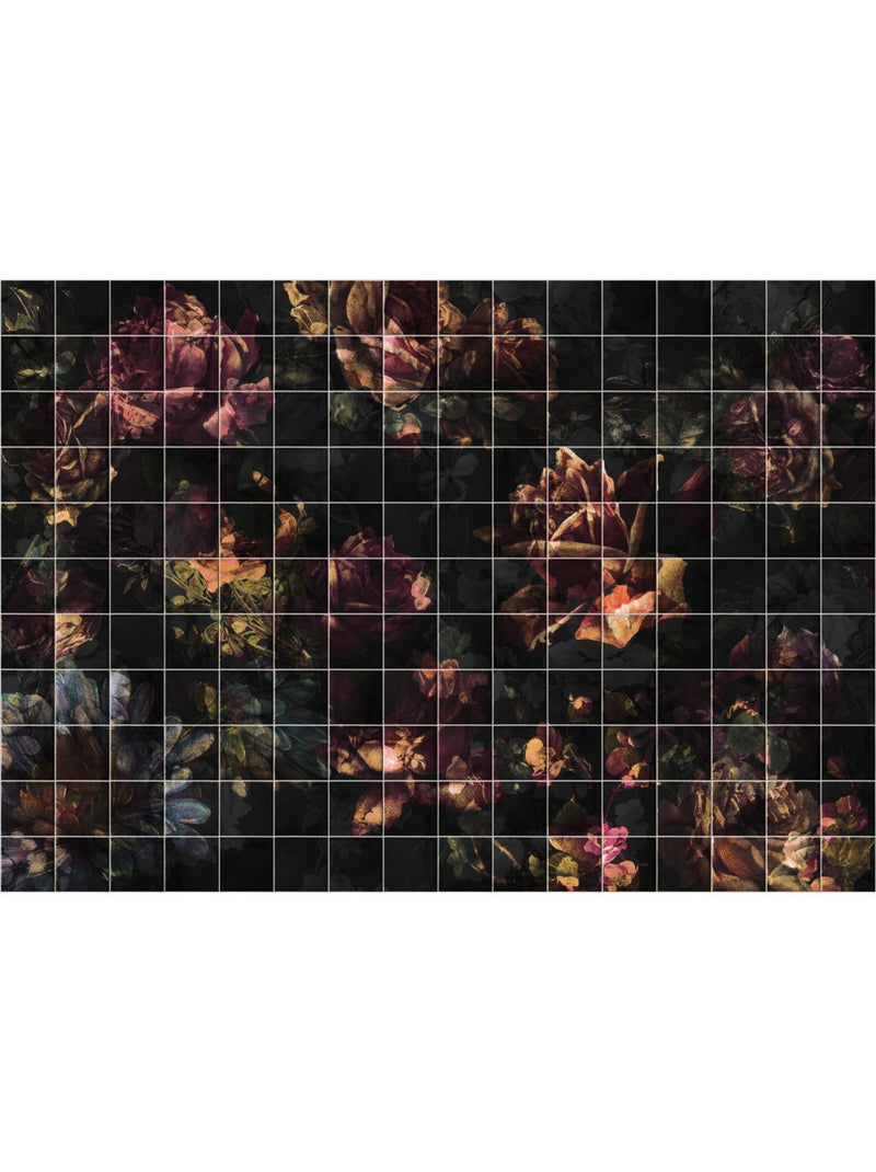 Papier peint panoramique - tiles flowers - taille: 400 x 280 cm Multicolore - Kiabi
