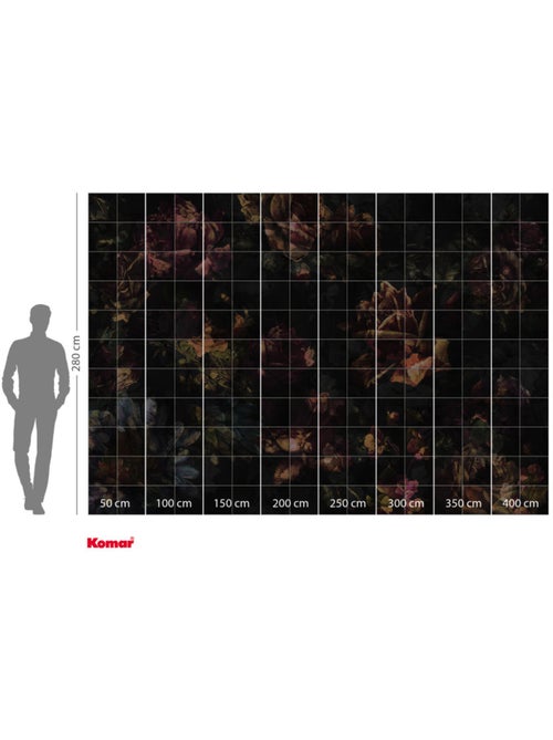 Papier peint panoramique - tiles flowers - taille: 400 x 280 cm - Kiabi