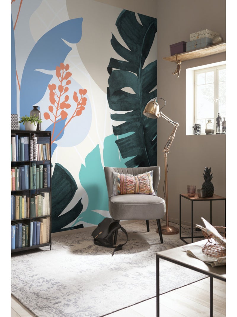 Papier peint panoramique - tropical shapes - taille: 300 x 280 cm Multicolore - Kiabi