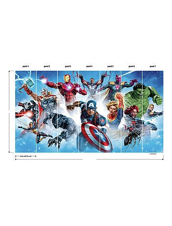 Papier peint panoramique auto-adhésif Avengers MARVEL- 3.2 m x 1.83 m