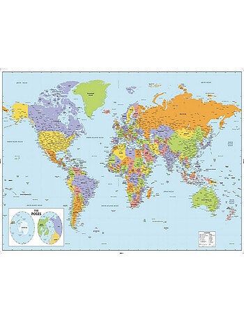 Papier Peint panoramique auto-adhésif Carte du Monde - 320x183 cm