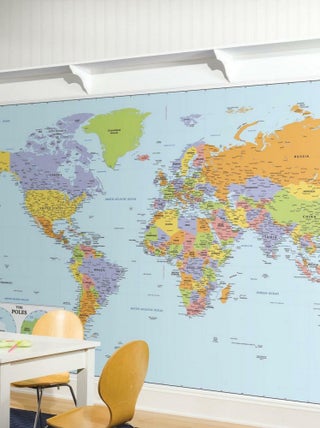 Papier Peint panoramique auto-adhésif Carte du Monde - 320x183 cm