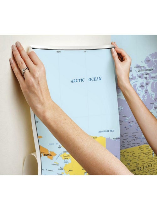 Papier Peint panoramique auto-adhésif Carte du Monde - 320x183 cm - Kiabi