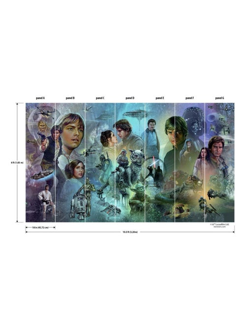 Papier peint panoramique auto-adhésif Disney Star Wars Original Trilogy - 3.2 m x 1.83 m - Kiabi